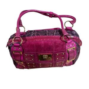 Women’s Leather Vinyl Snakeskin Pattern Bag Signed Original By Sharif 1827 pink